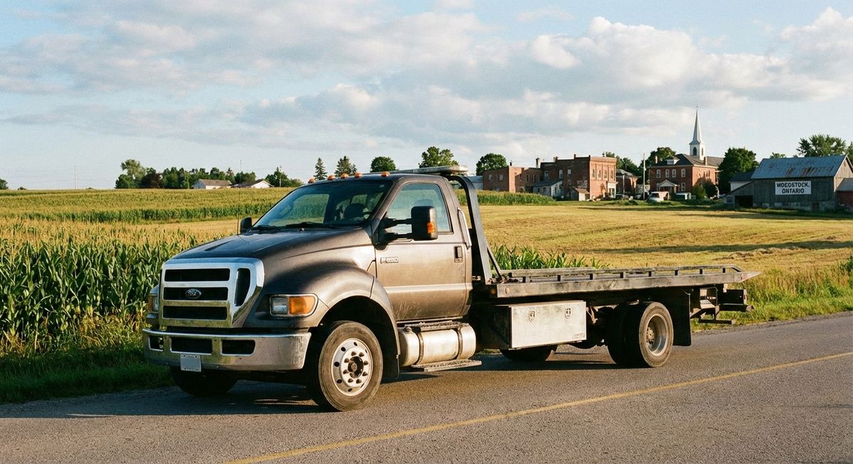 EMS tow truck providing Woodstock towing service in Ontario